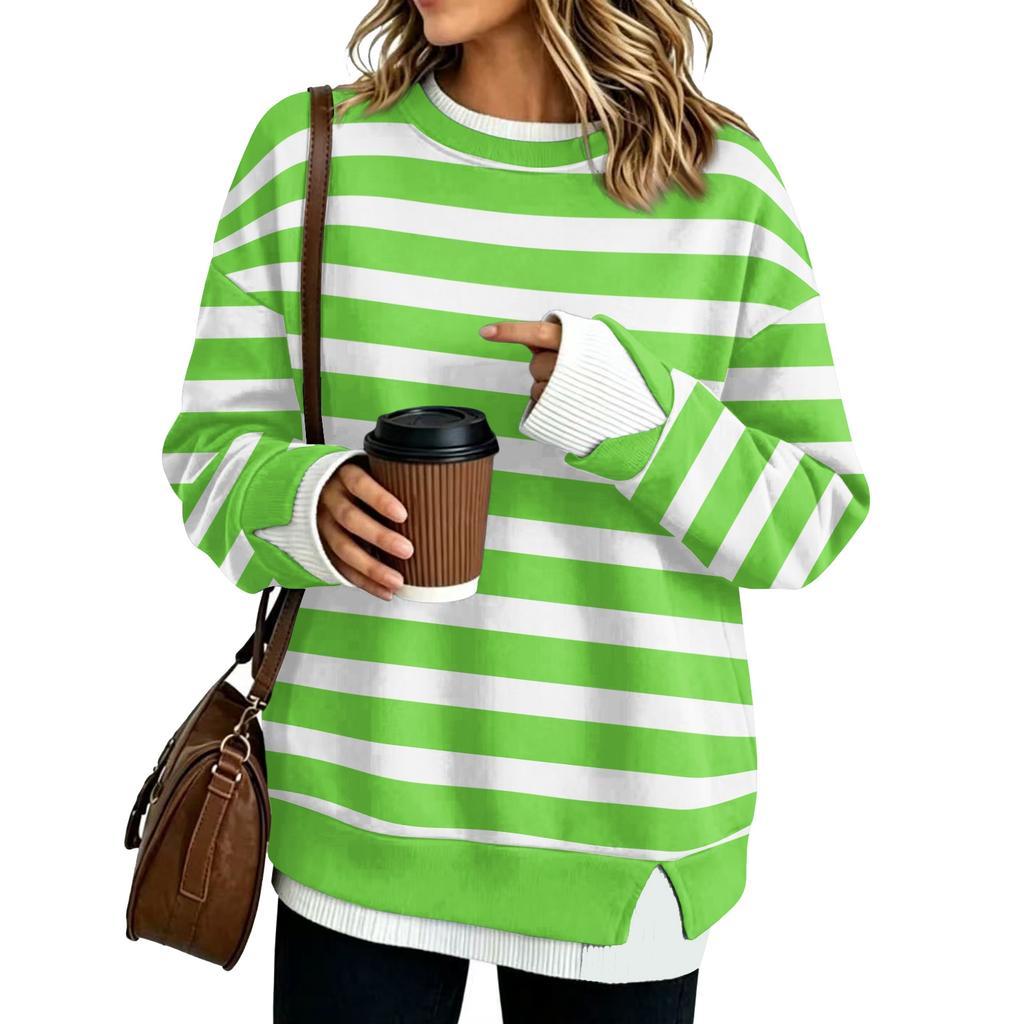 Women's Casual Striped Long Sleeve Loose Fit Sweatshirt