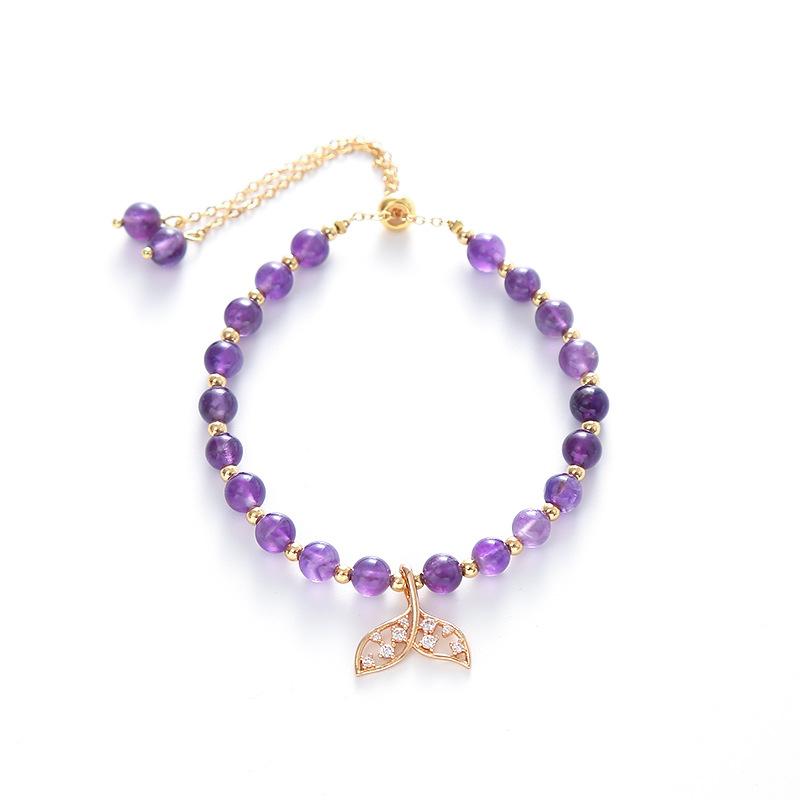 

Natural amethyst bracelet mermaid Bangles Women Fashion Jewelry accessories Gift фіолетовий