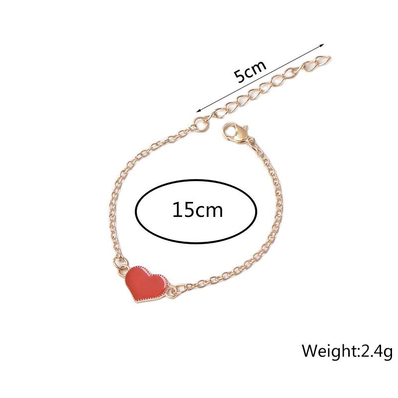 Sweet Enamel Red Heart Pendants Bracelets for Girls Gold Color Short Chain Anklets Korean Fashion Lovely Hand Accessories