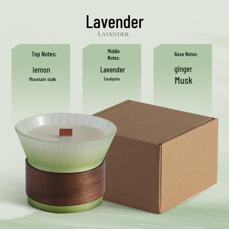 Long-lasting Soy Wax Aroma Candle with Wooden Core - Water Lily Scent for Bedroom, Birthday, Wedding Party, and Decorative Ornaments