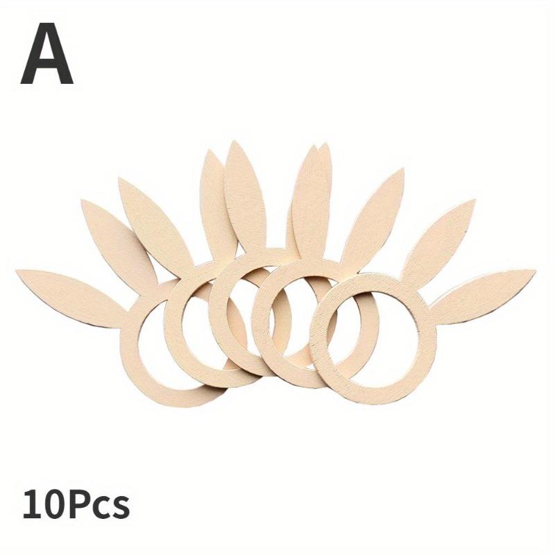 

10Pcs/Pack Easter Napkin Ring Holders Rabbit Ears Wooden Napkin Stand Racks Easter Decoration Easter Party Table Supplies