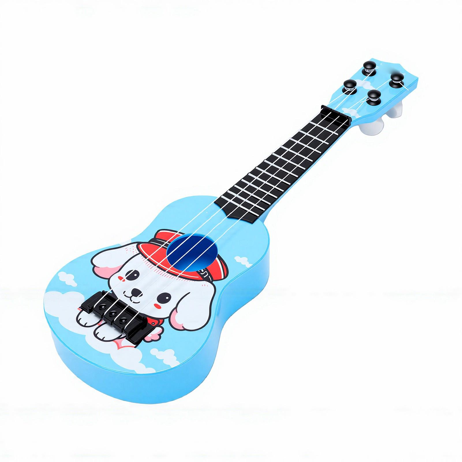 Children Cartoon Playable Guitar Toy 4 Strings Guitar Ukulele Educational Learning Toy for Preschoolers Dog