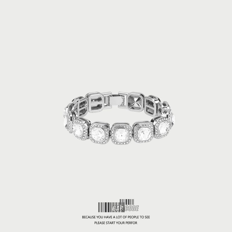 

Barcode Fashion High Street Style Hiphop Rock Candy Full Diamond Cuban Bracelet Baby Boy and Girl Summer Ins Hip Hop Jewelry Fashion Small Size / Circumference 17cm / Width 1.2cm