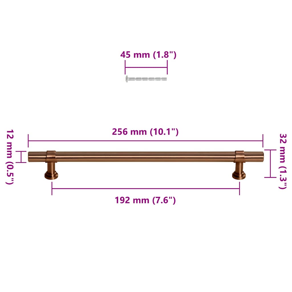 Furniture Handles 5 Pcs Bronze 192 Mm Stainless Steel