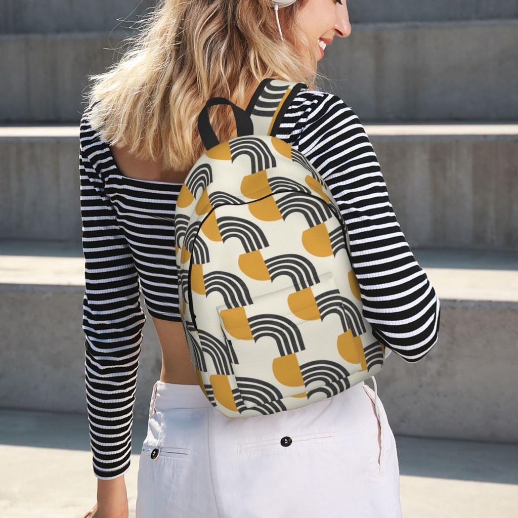 Mid Century Modern Gold - Sun And Rainbow Backpack Hot Sale Daypack Kids BookBag School Bag Shoulder Bags for Men Women