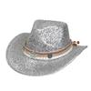 Glitzerndes Cowboyhut Unisex Westernstil Breiter Rand Fedora Hut für Party Festival Cosplay