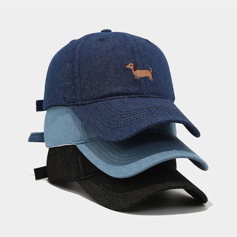 Comfortable Home Life Women's New Embroidered Dachshund Cowboy Baseball Cap Casual Adjustable Wide Brim Cotton Peaked Hat Outdoor Men Sun Snapback Caps