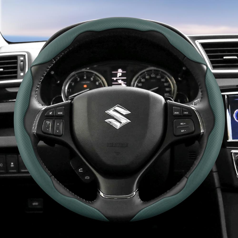 Suitable for Suzuki Breathable Hole Leather Steering Wheel Cover Segmented Quick Release Design Anti-Slip and Durable Swift 2011 Sx4 Grand Vitara