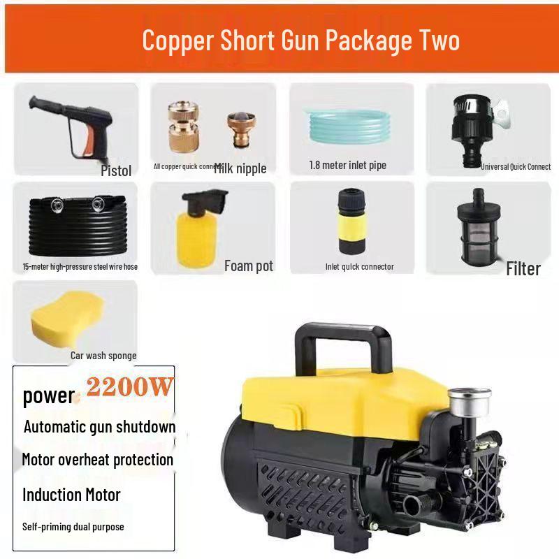 220V Portable High-Pressure Automatic Car Washer with Brush and Water Gun