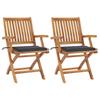 Chaises de jardin lot de 2 et coussins  Bois de teck