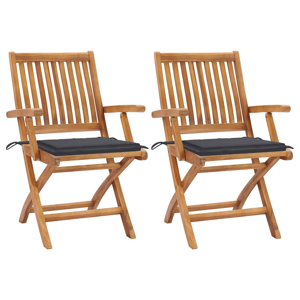 Chaises de jardin lot de 2 et coussins  Bois de teck