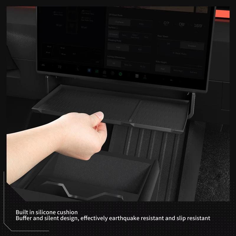 Under Screen Storage Box For Tesla Cybertruck Central Control Hidden Organizer Case Tissue Holder Tray Car Interior Accessories