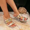 Silver fashion high-heeled sandals for women's summer new metal buckle decoration open-toed one-pedal high-heeled sandals for women