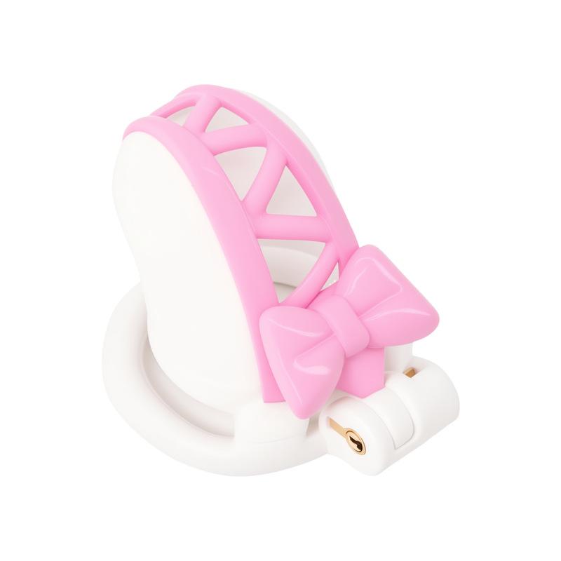 Pink Bow Two-Tone Crafted Chastity Lock: Men's Erotic Urethral Lock, Crossdressing Chastity Device, Chastity Cage Adult Sex Toys