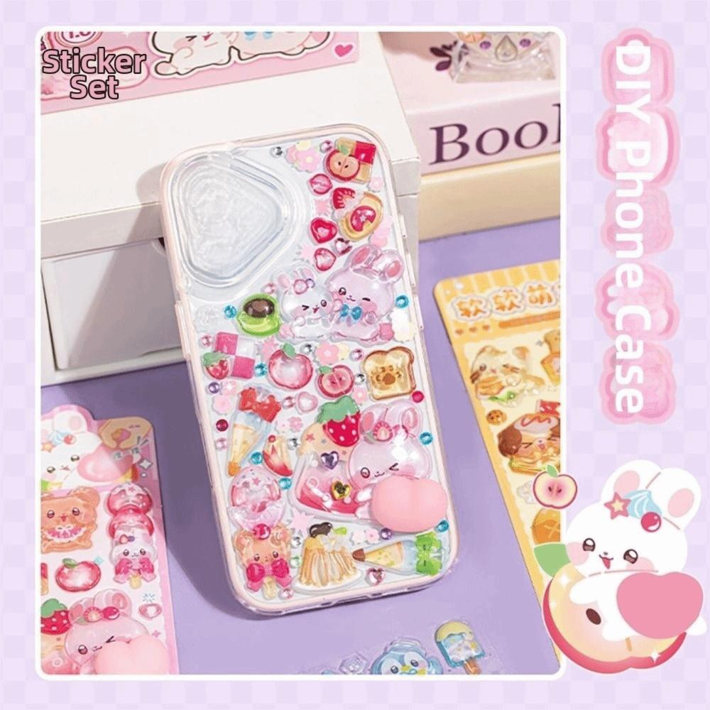 3D Design Squishy Relief Stickers Multicolor Cartoon Animal Slow-Rise Squishy Stickers Ornament DIY Decoration