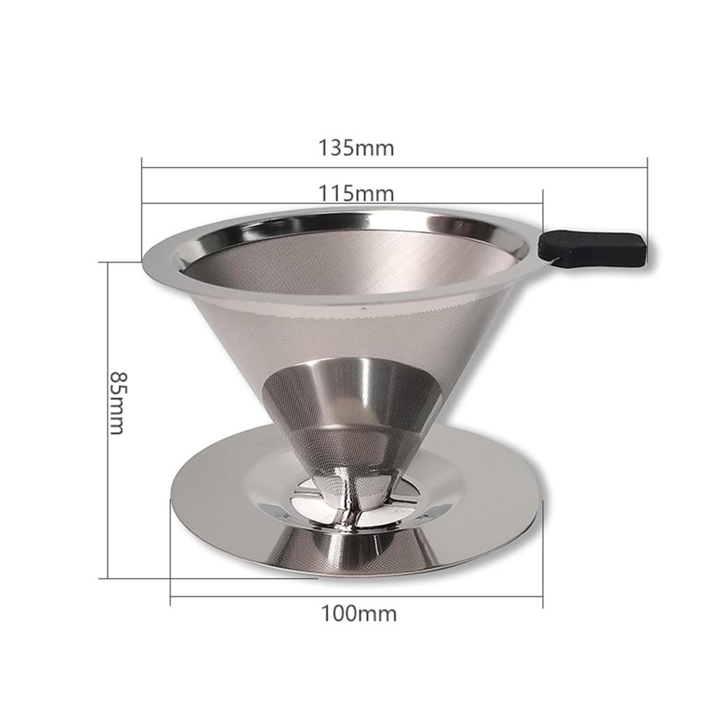 Stainless Steel Coffee Dripper, Coffee Filter, Double-Layered 800-Mesh Filter, 5-Cup Capacity, One-Piece Set (M)