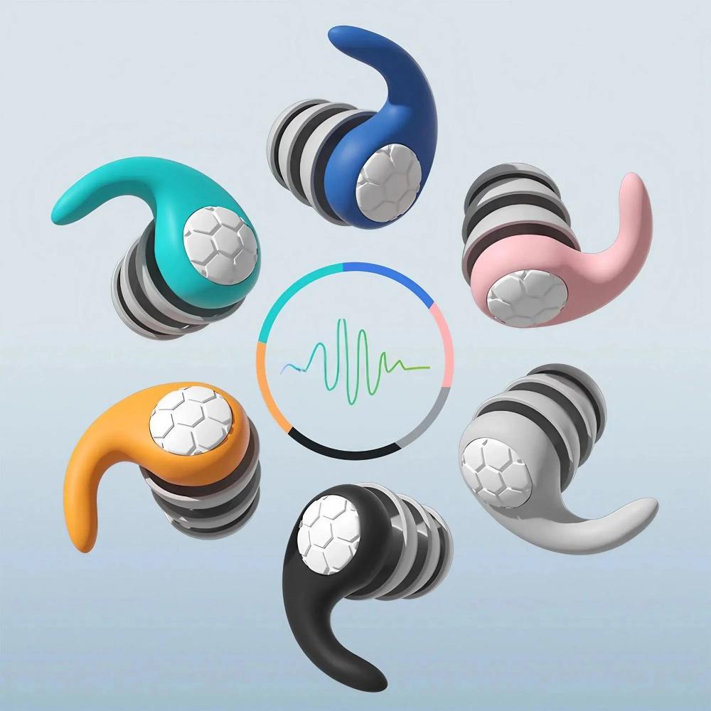 1 Pair of Soft Silicone Earplugs with Noise Cancellation, Waterproof, Comfortable To Wear, Suitable for Sleeping and Swimming