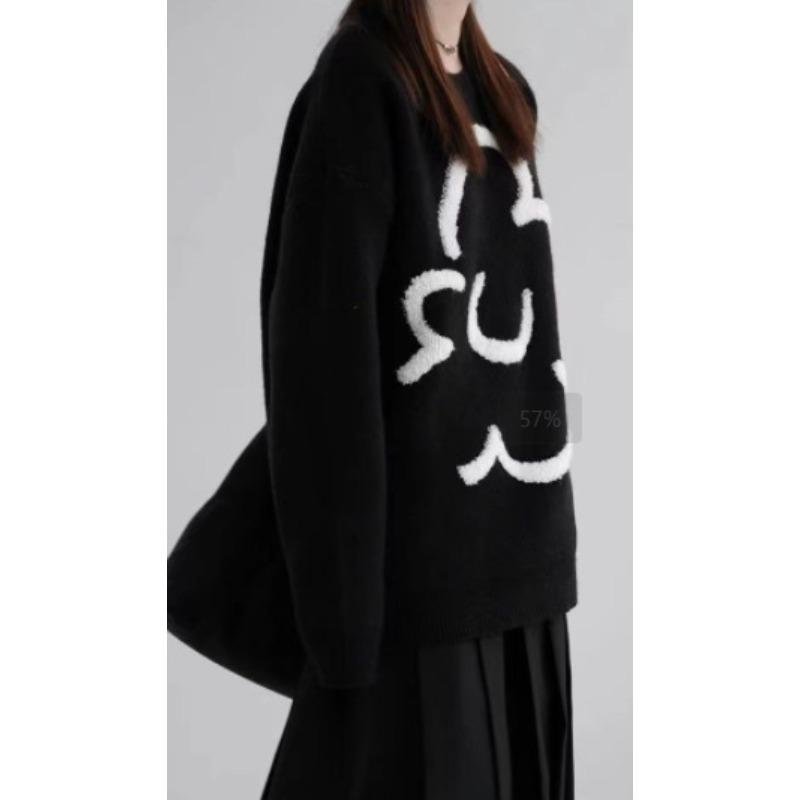 

Осень и зима высококлассный милый и крутой атмосфера трехмерный лифт цветок удобный мягкий восковой черный вязаный пуловер свитер женский one size fits all чёрный