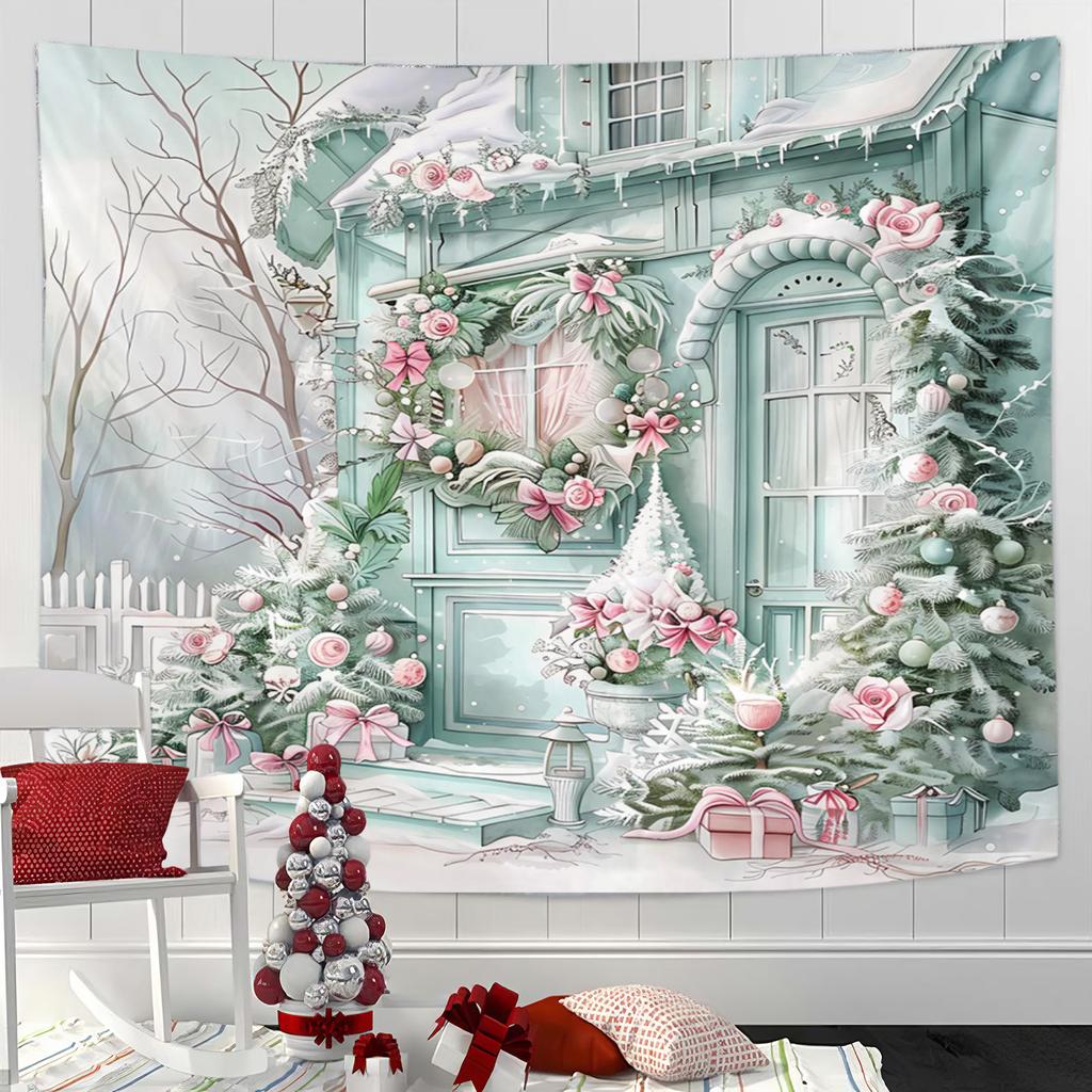 Christmas Tree Snowscape TapestryWall Hanging for Party Festival, Bedroom Office Living Room Home Decor, Wall Decoration