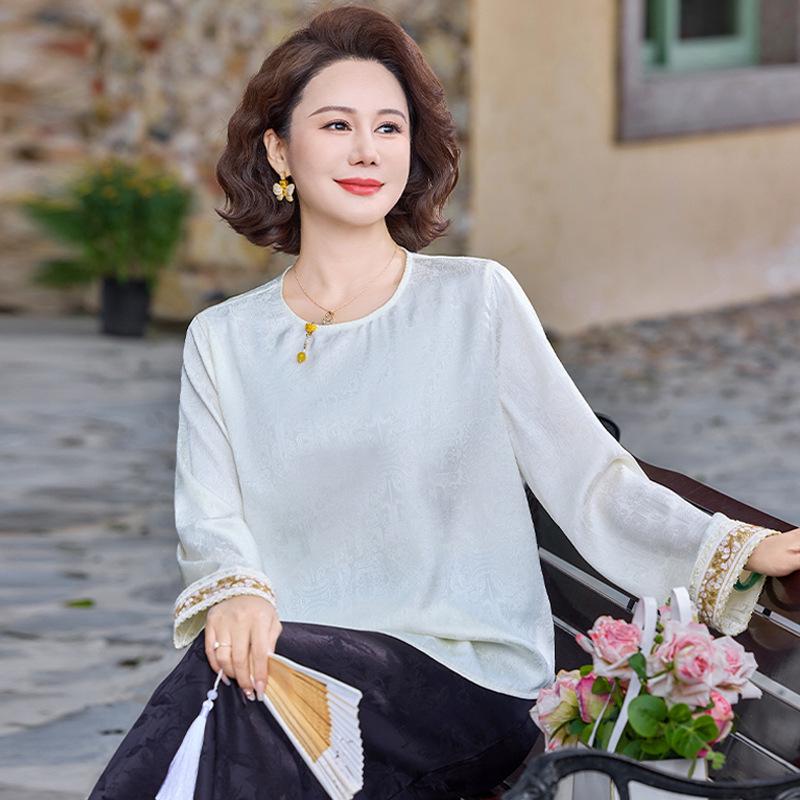 Elegant Chinese Style Women s Long Sleeve Spring/Summer Top 2026 XL (90-105 jin)