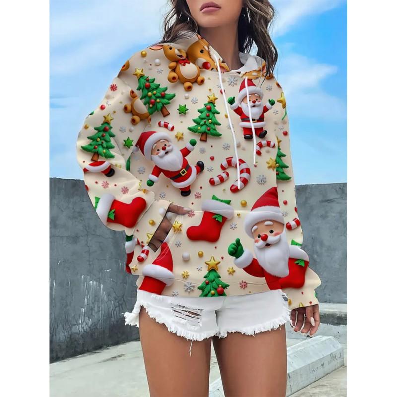 Womens Floral Print Hooded Sweatshirt Soft Comfortable Casual Pullover Daily Wear