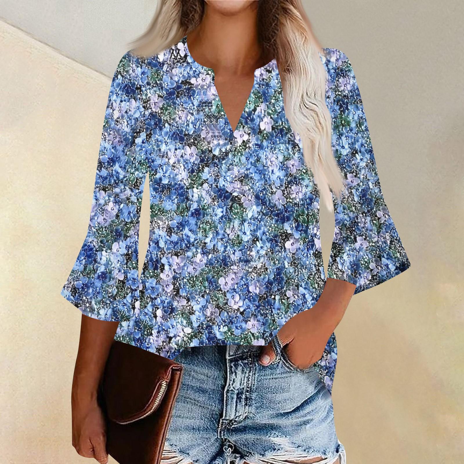 

Женский топ с оборками на шее и рукавами три четверти с растительным принтом M зелёный