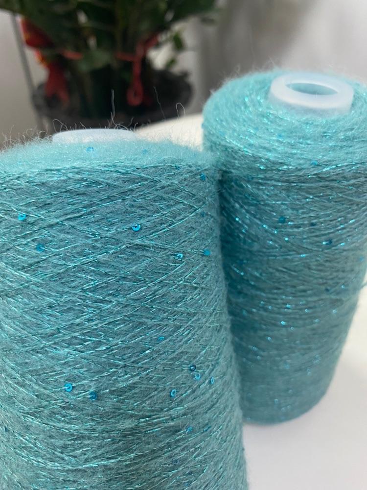 250g Bright Wire Mohair Yarn with Sequins for Crochet Knitting Clothing DIY Dolls Sweater Soft Thin Wool Thread Comfortable Blue