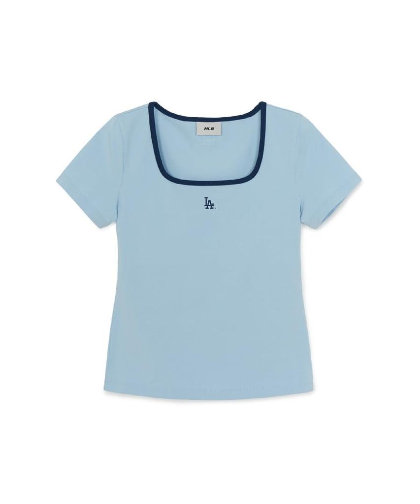 Emelbi Women'S Basic Square Neck Slim Fit Short Sleeve T-Shirt La (Mg. Blue)