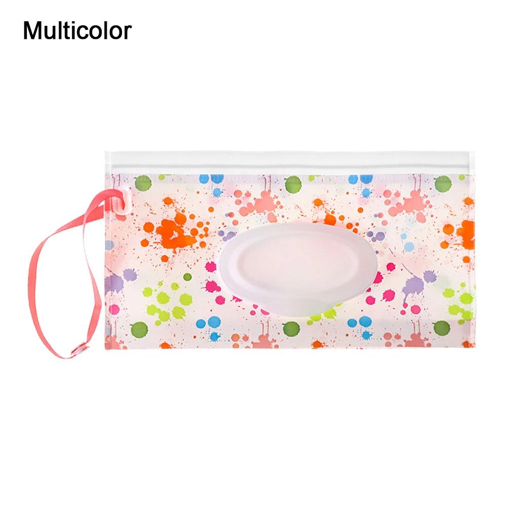 1PC Wet Wipes Bag Portable Flip Cover Snap-Strap Cosmetic Pouch Cute Baby Tissue Box Outdoor Cute Stroller Carrying Case Acces