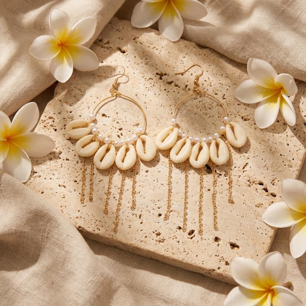Bohemia Shell Long Tassel Earrings for Women Ocean Series Starfish Scallops Dangle Earrings Charms Summer Beach Party Jewelry