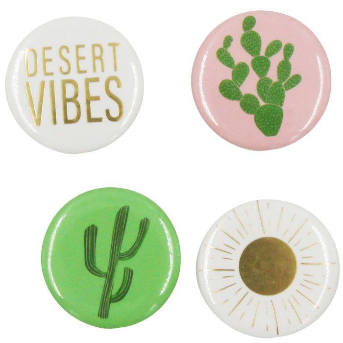 MégaCréa DIY - Sticker badge Cactus 2,5cm 4 pièces