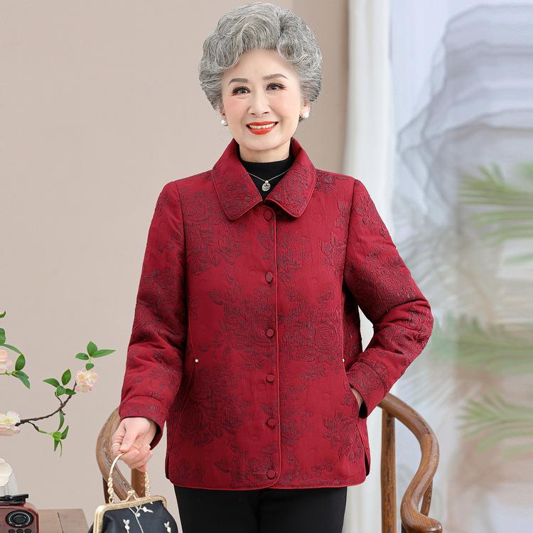 Older Mother Autumn Top 60 Years Old 70 Grandma Woolen Coat Festive Old Lady Wedding Banquet High-end Clothes