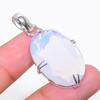Pendente in Argento Sterling 925 Fatto a Mano con Gemma Opale Latteo 1,81"
