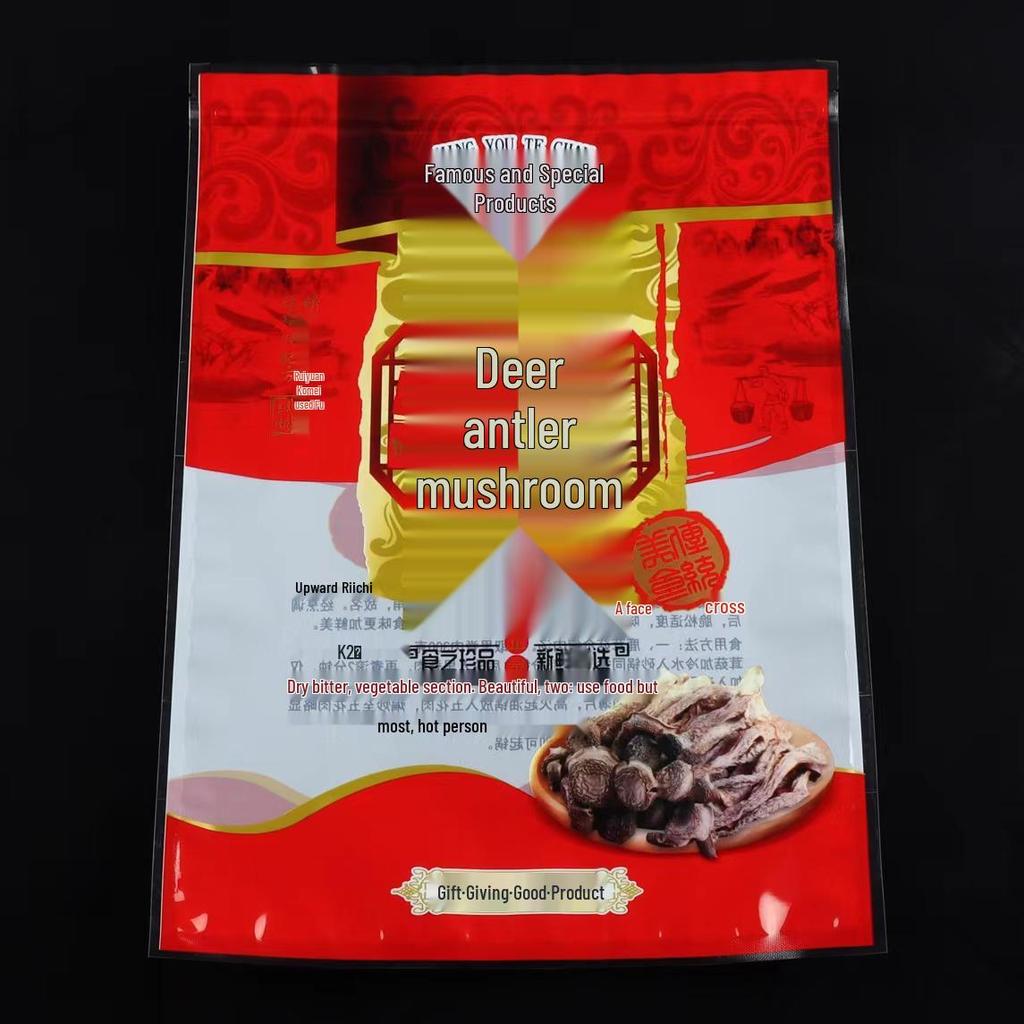 Velvet Antler Mushroom Gift Bag: 250g Self-Sealing Local Specialty, 1lb Edible Mushroom Bag
