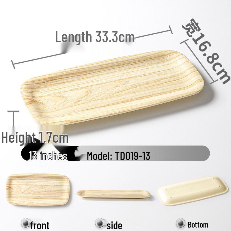 Xiangyuanmei Melamine Barbecue Hot Pot Side Plate - Imitation Porcelain Grill Pan with Wood Grain Design