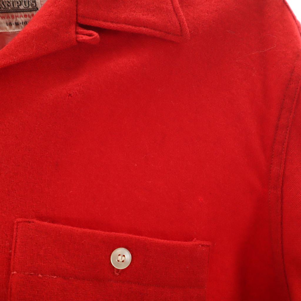 CAMPUS 60s Vintage Wool Blend Long sleeve Open collar shirt S Red Men's Used
