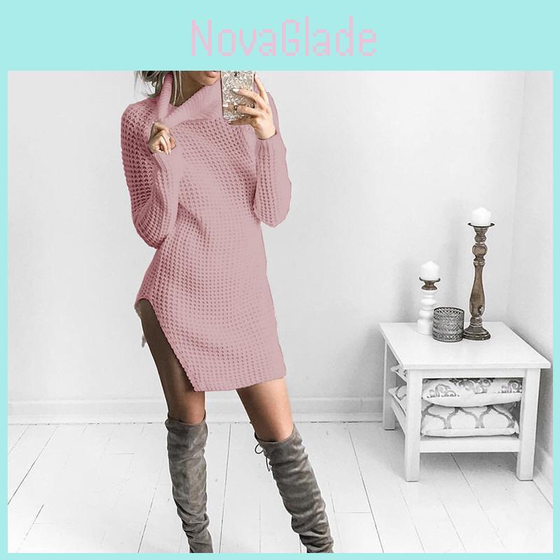 Autumn And Winter New Knit Sexy Split Turtleneck Sweater For Women In Premium Quality