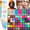 Face Paint Palette, Halloween and Easter Face Painting Makeup, Bright Colors, Quick Drying, Glitter, Gradient Effects & Stencils