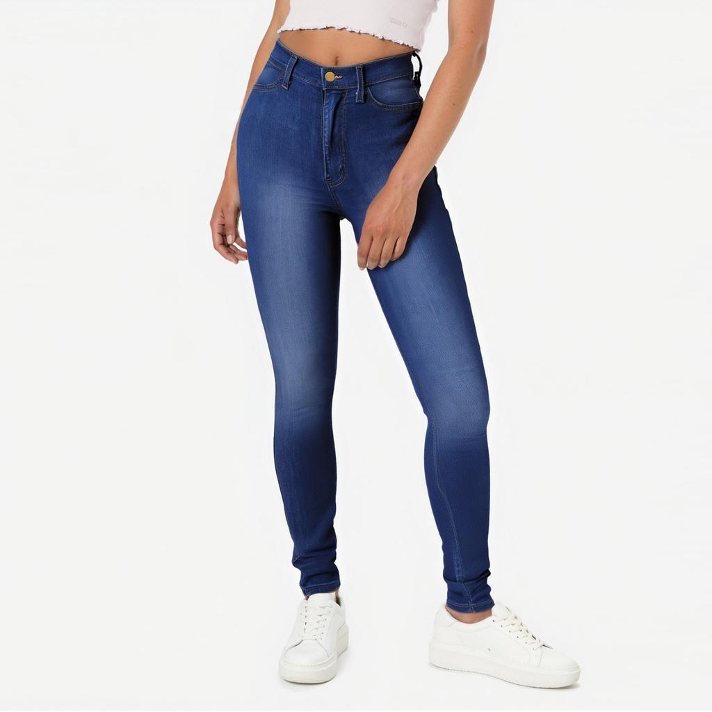 Dames Stilig Ensfarget Casual Lomme Høy midje Slim Blyant Denim Bukser