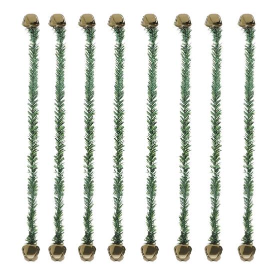 Christmas Garland Ties with Bells Decorative Rope Straps for Wreaths Railings Stairs Flexible Faux Pine Needle Twist Ties Xmas Holiday Decor