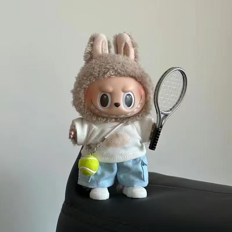 For 15/17Cm Labubu Summer T-Shirt Cargo Pants Tennis Sports Outfits Clothing  Labubu V1 V2 Cute Doll Diy Clothes  Accessories