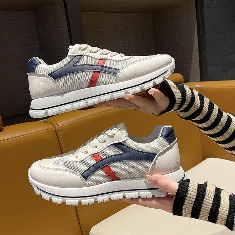 

Белые женские туфли, новые весенне-летние дышащие туфли с сетчатой ​​поверхностью, повседневные универсальные кроссовки Ins Board Shoes Cortez 40