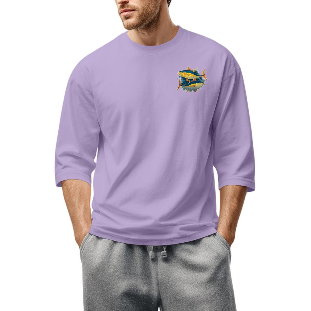 Men'S Round Neck Three-Quarters Sleeve Top Casual Fashion T-Shirt