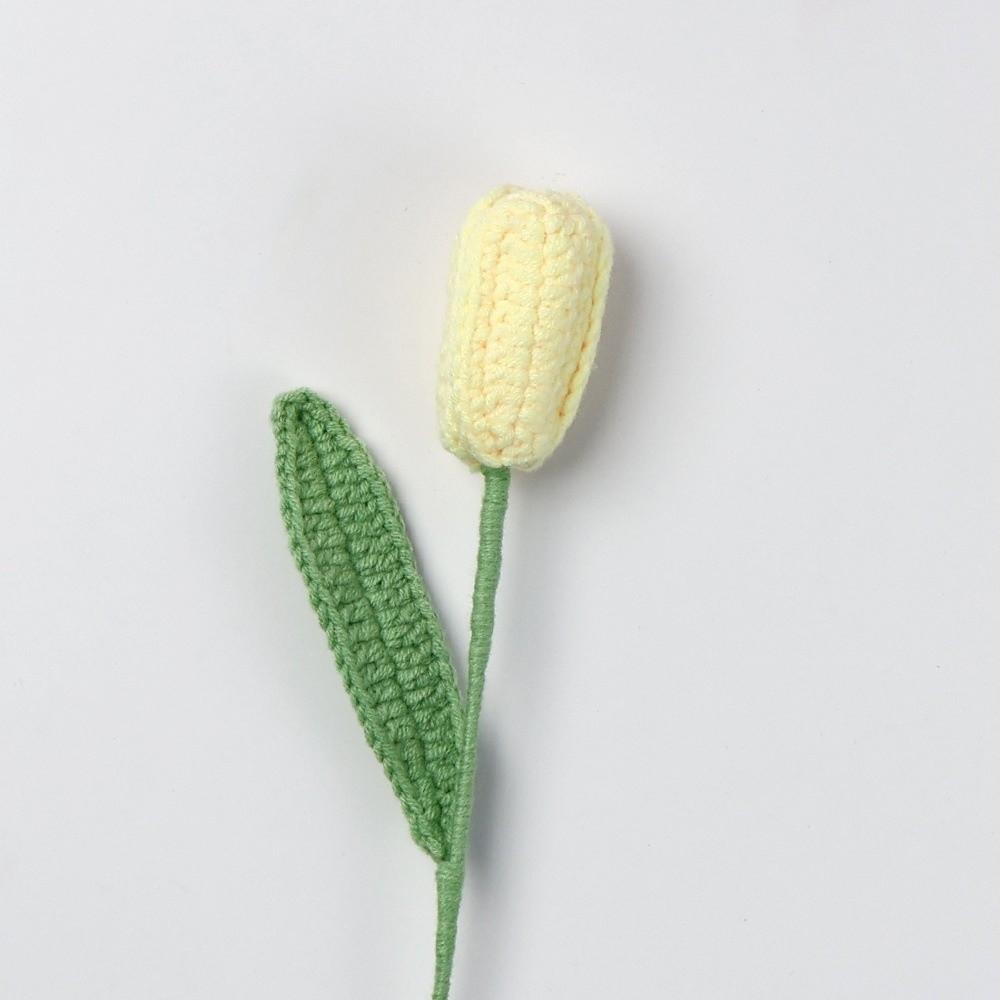 Ručně pletený háčkovaný kytice Kreativní hotová ručně vyrobená rostlina Pletené tulipány Květina Domácí dekorace