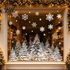 Decorative Window Film Christmas Tree Snowflake Static Sticker, Double-sided Cling Decal, PVC Decals Reusable Glass for Parties Holiday Clings