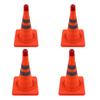 4Pcs Collapsible Traffic Cone Orange Reflective Pop Up Foldable Construction Parking Safety Cone with LED Light 18inch