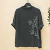 Dimanaf 2025 Autumn Pattern Printing T-shirt Black Women Short Sleeve Loose Tops Tees