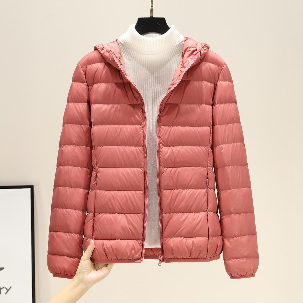 High-end light and thin down jacket women's new light and short white duck down fashionable winter hooded jacket