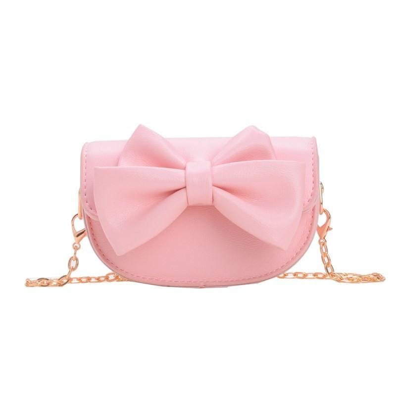 Cute Bow Decoration Solid Color Children Shoulder Chain Bag For Outings Casual