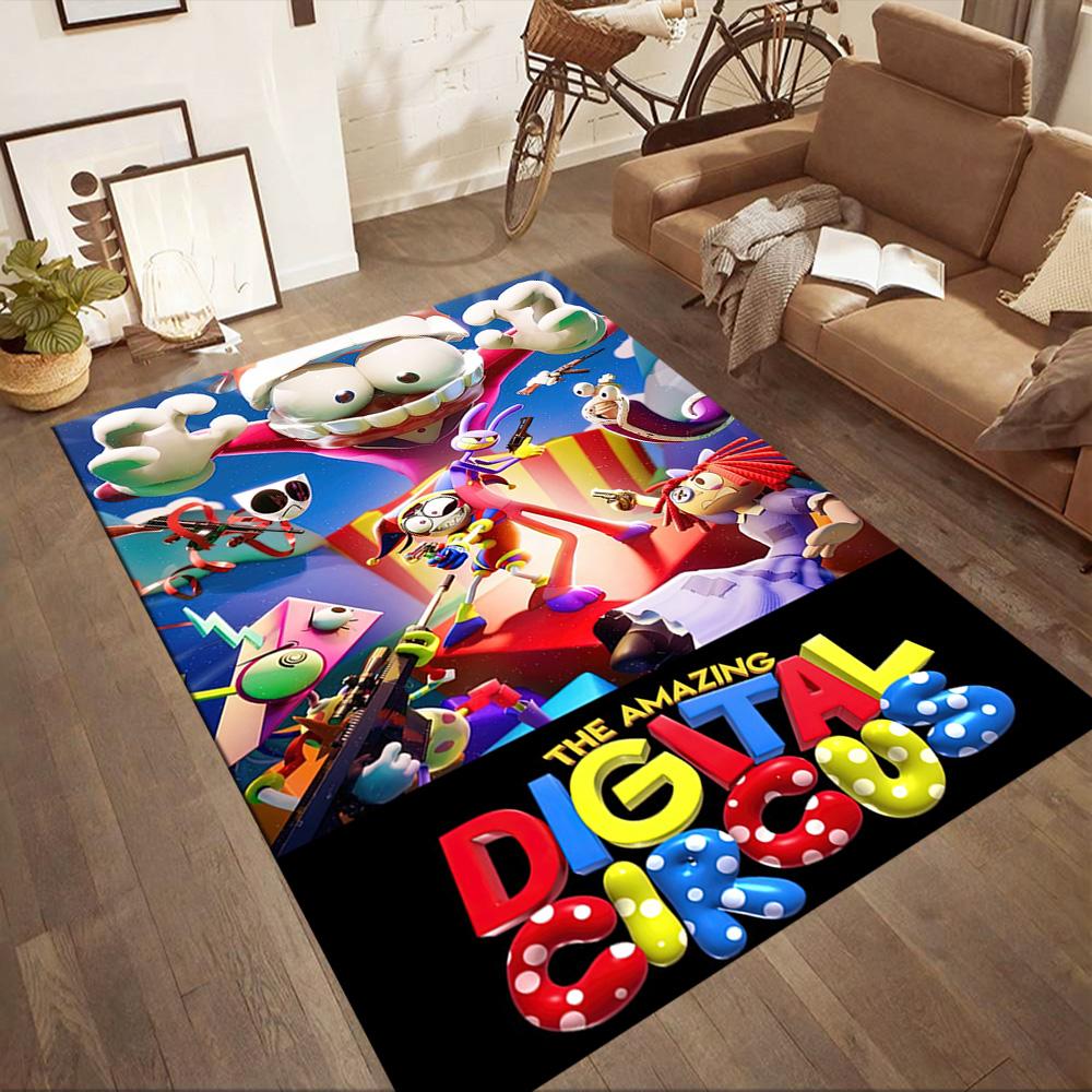 Digital Circus Floor Rug Office Rug Suitable for Playrooms Study room Outdoor Living Rooms Anti-slip Rug Anime Office Decor